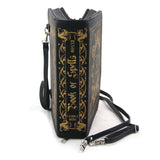 Book of Spells Clutch Bag in Vinyl Material, side spine view
