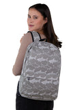 Grey Shark Backpack in Canvas Material, backpack style on model
