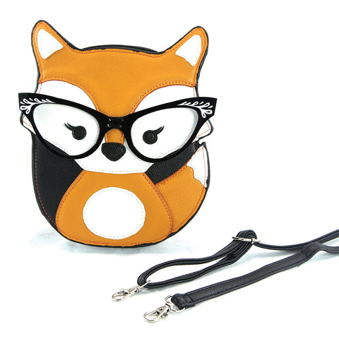 Sleepyville Critters - Foxy Fox with Vintage Eyewear Crossbody Bag, front view
