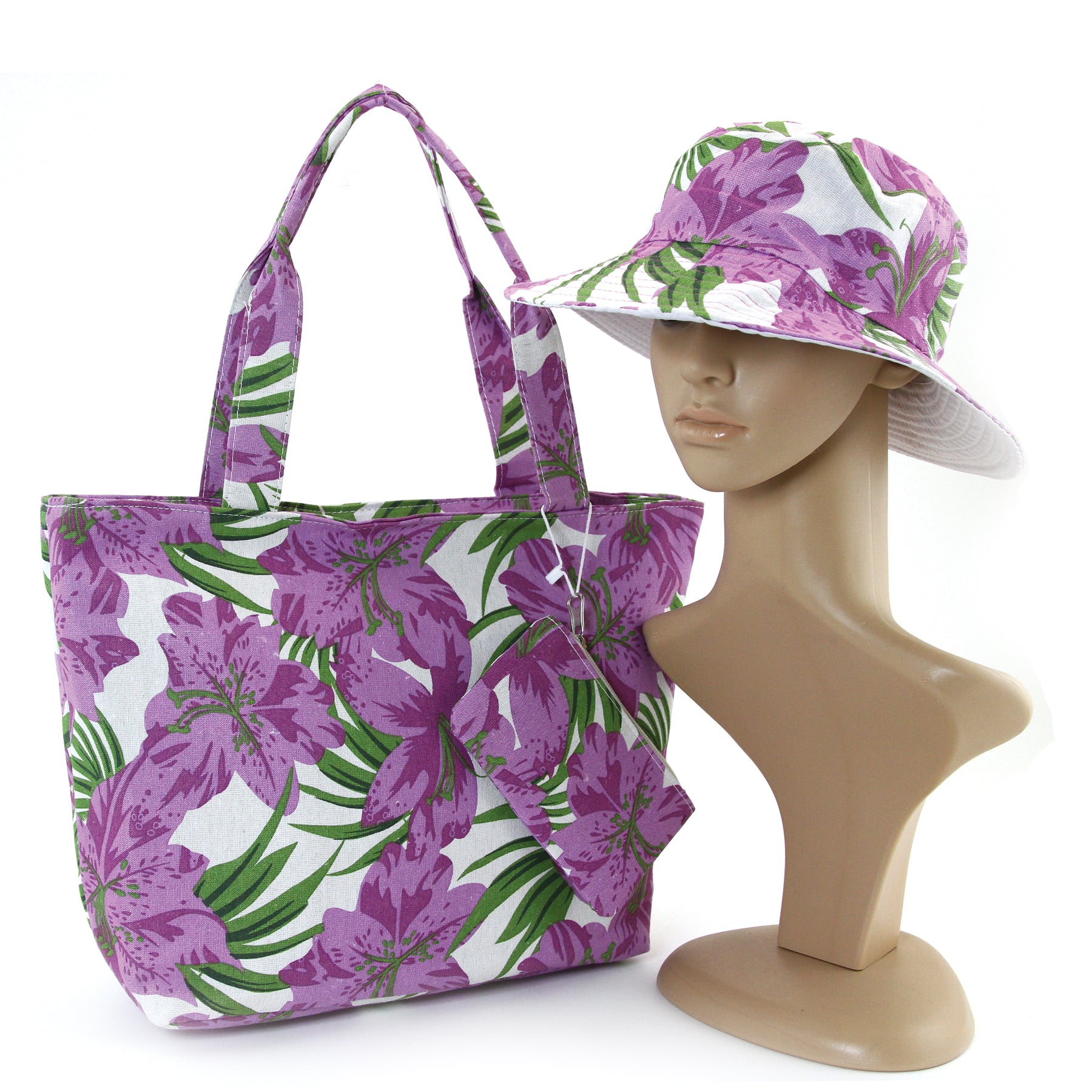 Colorful Matching Tote, Hat and Wallet in Canvas Material, front view