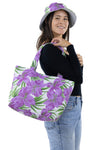 Colorful Matching Tote, Hat and Wallet in Canvas Material, shoulder bag style on model