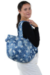 Dual Handle Tote Bag in Canvas Material, shoulder bag style on model