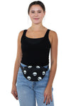 Glow in the Dark Alien Fanny Pack in Canvas Material, front view, fanny pack style on model