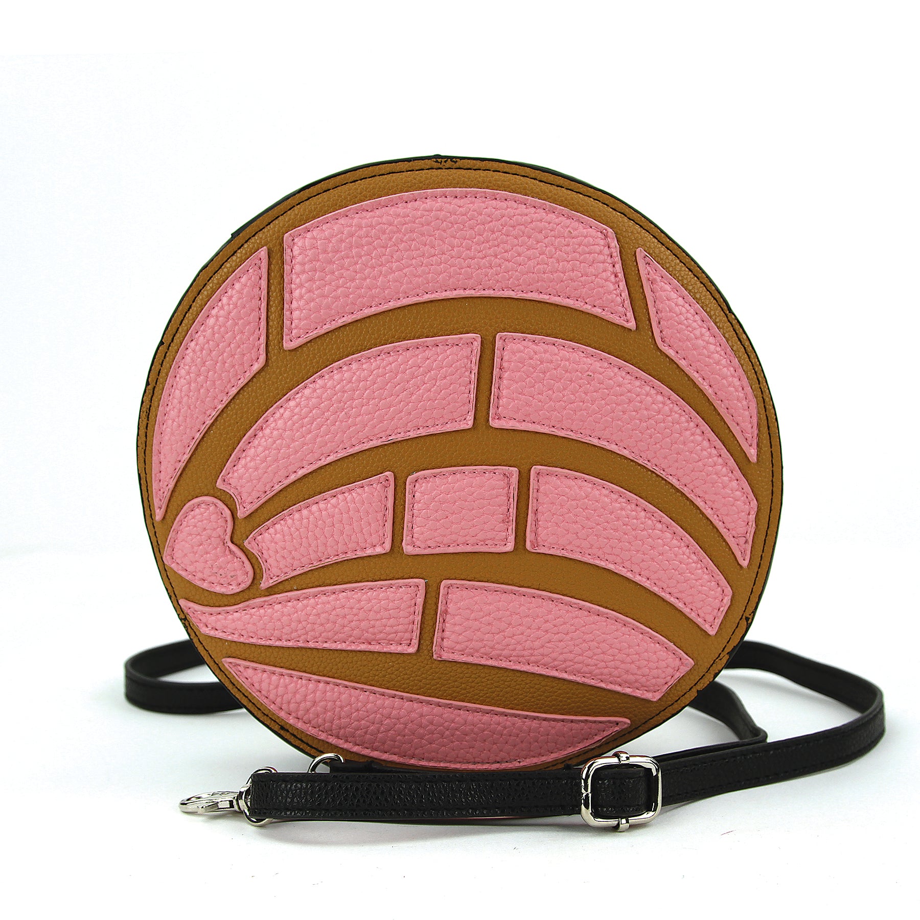 Pink concha cross body bag front view
