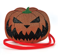 Sleepyville Critters - Pumpkin Two Faced Jack O Lantern Crossbody Bag in Vinyl Material
