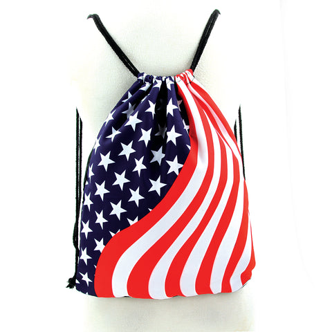 Americana Drawstring Slingbag in Polyester front view