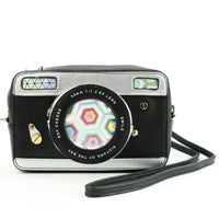 Camera Cross Body Bag in Vinyl front view