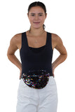 Sequin Fanny Pack, fanny pack style on model