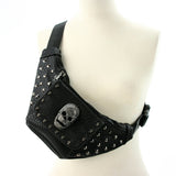 Studded Skull Fanny Pack Bag in Vinyl, sling style, front view