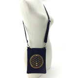 Sacred Geometry 7 Chakras Crystal Grid Cross Body in Canvas Material, front view