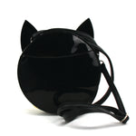 Mystical Black Cat Face Crossbody Bag in Vinyl back view