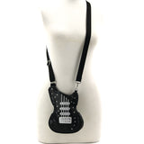 Guitar Crossbody Bag in Vinyl, black color, crossbody style, front view