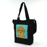 Cute Puppy in the Pocket Tote Bag in Canvas Material side view