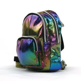 Metallic Rainbow Convertible Mini Backpack in Vinyl side view