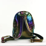 Metallic Rainbow Convertible Mini Backpack in Vinyl back view