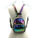 Metallic Rainbow Convertible Mini Backpack in Vinyl frontal view