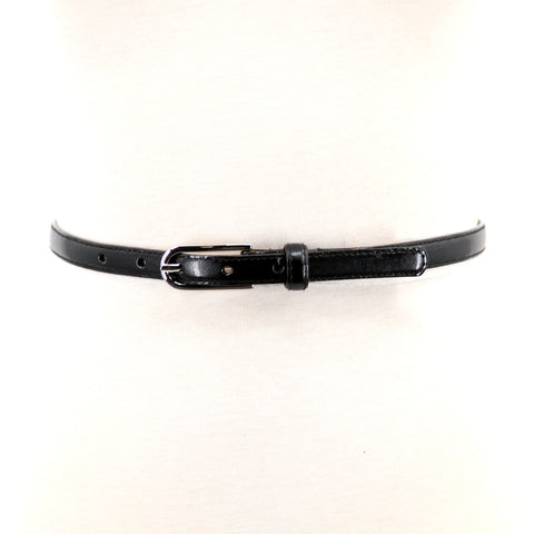 Narrow Vinyl Belt with Rounded Buckle; front view
