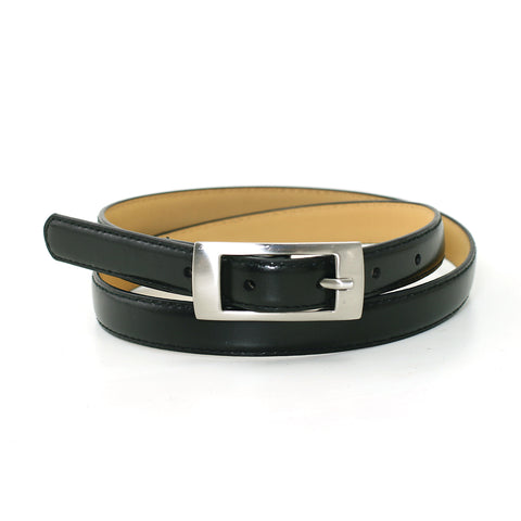 Women's 3/4 Inches Width Brass Belt Buckle Fashion Leatherette Belt front view