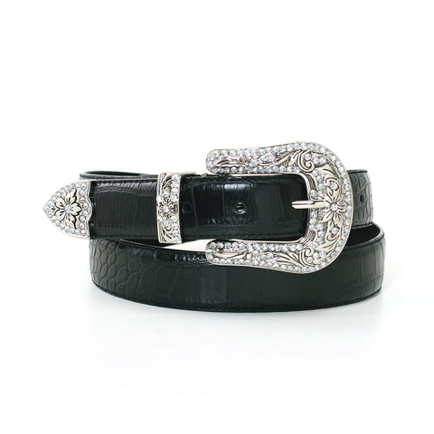 Women's 1 1/4 Inch Width Fashion Belt In Synthetic Material front view