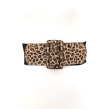 Leopard Vinyl Stretch Belt; front view
