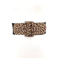 Leopard Vinyl Stretch Belt; front view
