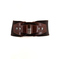 Wide Stretchable Belt in brown; front view