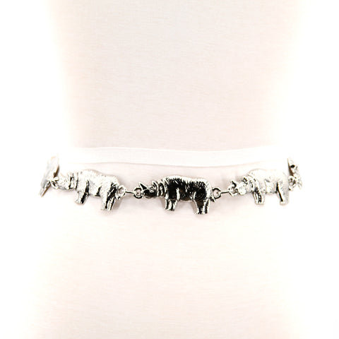 Metal Rhino Chain Belt in Silver