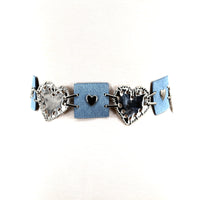Denim Metal Heart Belt; front view