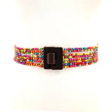 Beaded Stretch Waist Belt in Fuchsia; front view