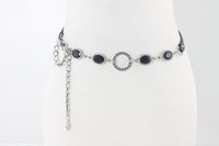 PU Cro-Embossed Belt With Stones Embodiment Chain