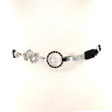 Stretchable Braided Rhinestone Belt With Drop Down Design in Black; front view