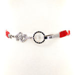 Stretchable Braided Rhinestone Belt With Drop Down Design in Red; front view