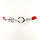 Stretchable Braided Rhinestone Belt With Drop Down Design in Red; front view