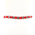 Stretchable Braided Rhinestone Belt With Drop Down Design in Red; back view