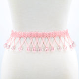Dangling Gems Beaded Belt in Pink; front view