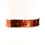 Sequined Stretchable Belt in Bronze; back view