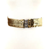 Sequined Stretchable Belt in Gold; front view