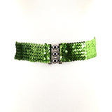 Sequined Stretchable Belt in Green; front view