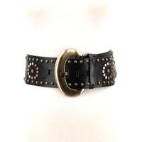 Wide Vinyl Belt with Studs; front view
