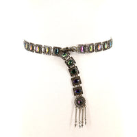 Brass Chain Belt with Rhinestones; front view
