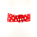 Polka Dots Cotton Soft Belt in Red; front view