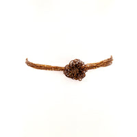 Bead Belt with Flower in Brown; front view