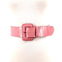 Wide Cro-Embossed Vinyl Belt in Pink; front view