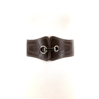 Wide Vinyl Stretch Belt in Brown; front view