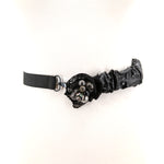 Metallic Crumpled Style Stretchable Belt in Black; front view