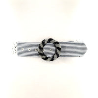 Chiffon Belt with Beaded Buckle in Polka Dots Pattern in White; front view