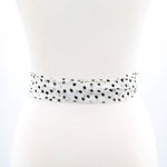 Chiffon Belt with Beaded Buckle in Polka Dots Pattern in White; back view