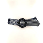 Chiffon Belt with Beaded Buckle in Polka Dots Pattern in Blue; front view