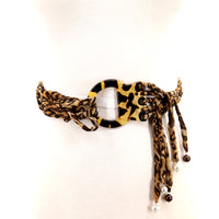 Chiffon Strands Belt in Leopard; front view