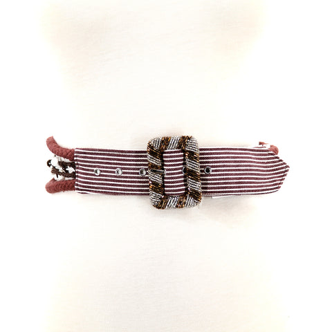 Braided Floral Belt in Brown; front view